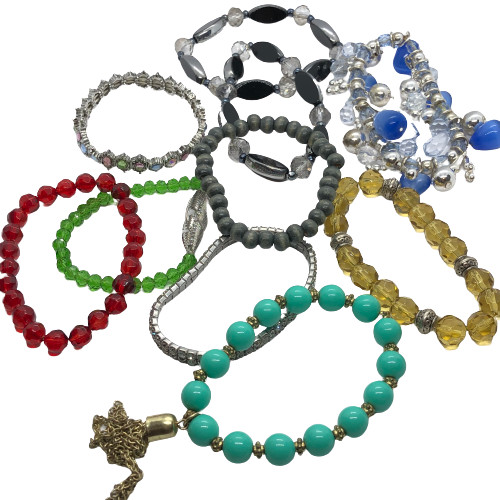 Lot / Bundle / Assortment of 10 Fun Elastic Stretch Bracelets