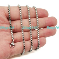 BUY 1 GET 1 FREE 18K White Gold Filled 16"/18"-24" 2mm Round Box Chain Necklace