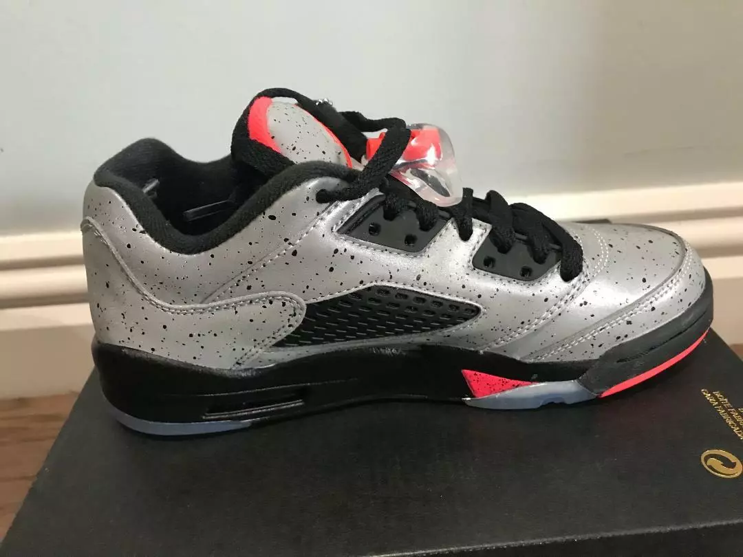 Nike Air Jordan 5 Ret Low Neymar BG GS REFLECT Silver 846316 025 UK 4 EU 36.5