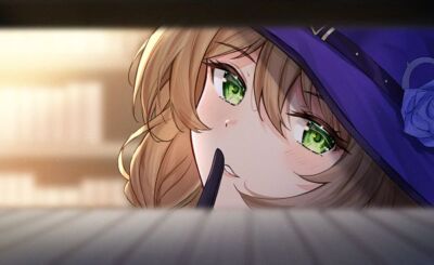 Anime lisa minci hat flower atychi genshin impact Stitched Gaming Mat Desk