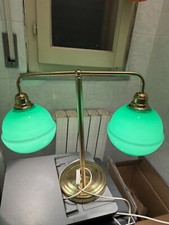 lampada da tavolo ministeriale Originale In Vetro Opalino Verde Anni 80