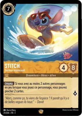 21/204 FR 1st print | Stitch, Surfeur insouciant | carte Disney