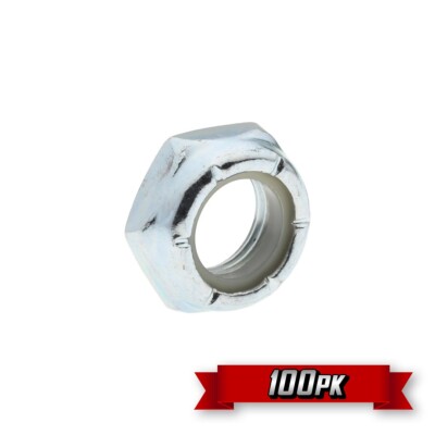 Jam Nylock Nut (Nylon Insert Lock Nut), 10-24 Thread, Zinc {100pk}