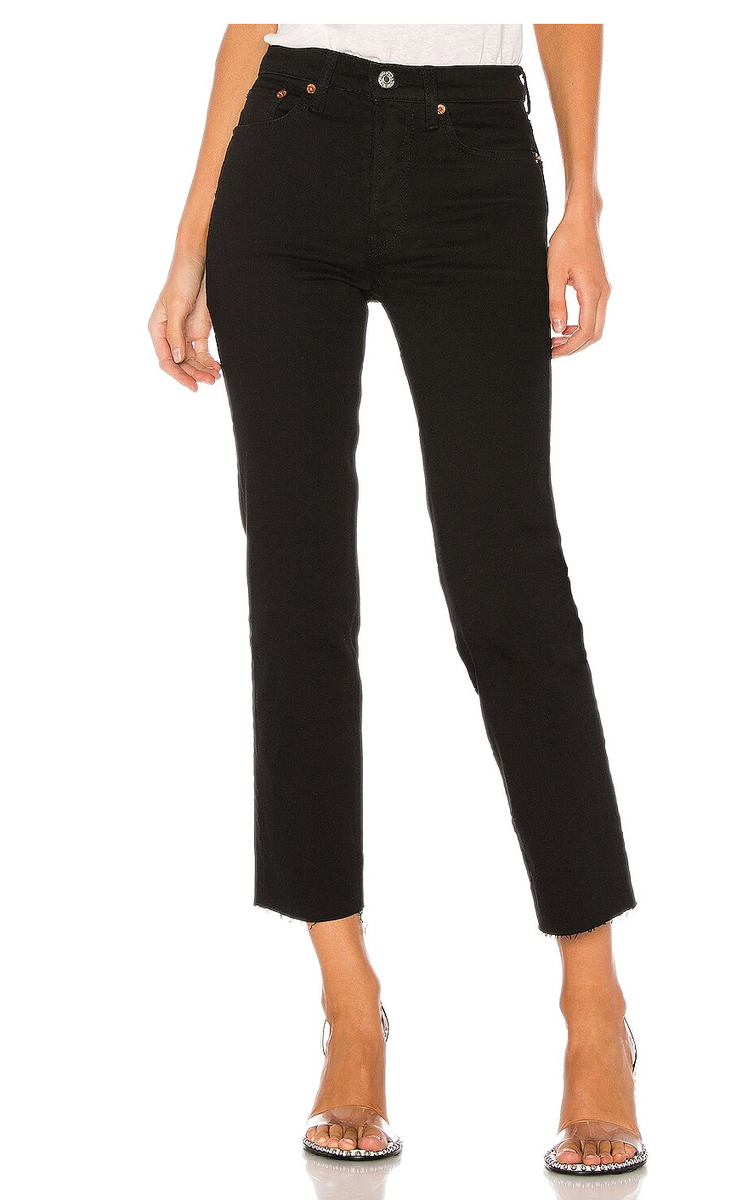 NWT RE/DONE 70s Stove Pipe Jeans Jet Black Sz 26 | eBay