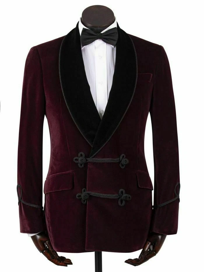 Vintage Smoking Jacket - Burgundy Velvet