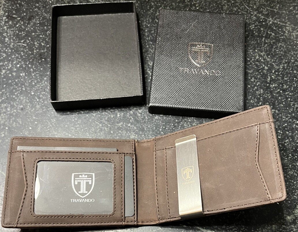 TRAVANDO Mens Slim Wallet with Money Clip AUSTIN RFID Blocking Bifold