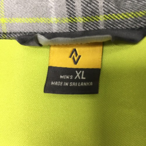 Eddie Bauer Travex Flannel Mens Xl Gray Yellow Plaid Button Up - Picture 4 of 6