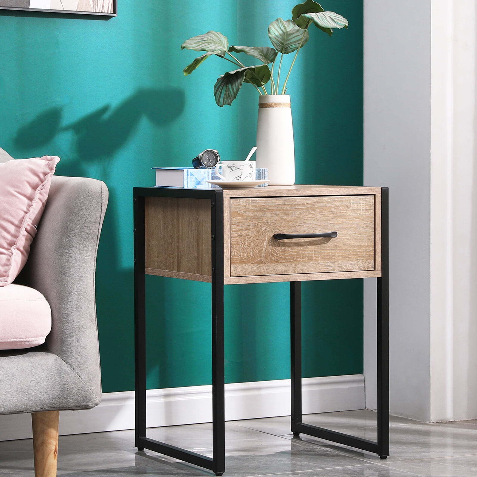 SUGIFT Nightstand Bedside Table Wood End Table for Bedroom,Fast