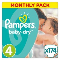 Pampers Baby-dry Nappies Monthly Saving Pack - Size 4, Pack Of 174 Fast Delivery Pampers Baby-dry Nappies Monthly Saving Pack - Size 4, Pack Of 174 Fast Delivery