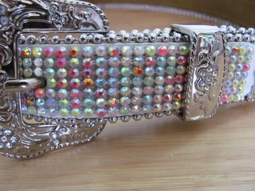 Western ME A1168 Pink Leather Bling Girls Belt 29" 1-1/4 inch Wide. (CH) - Picture 12 of 12