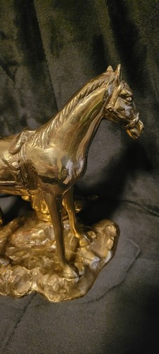 Vintage Western Buckskin & Lace Large Saguaro Cactus & Cowboy Brass Statue - Bild 9 von 10