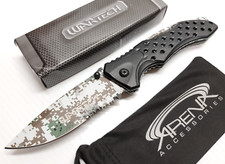 Wartech Digital Camo Black Spring Assist Pocket Knife EDC Flipper Part Serrated