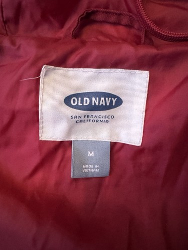 Old Navy Womens Parka Winter Coat Hooded Insulated Lined Red Faux Fur Trim Sz M - Picture 2 of 6