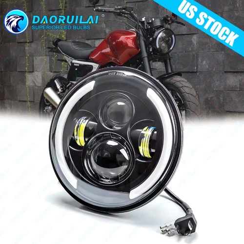 7" inch Motorcycle Headlight Round  LED Projector For Harley Cafe Racer