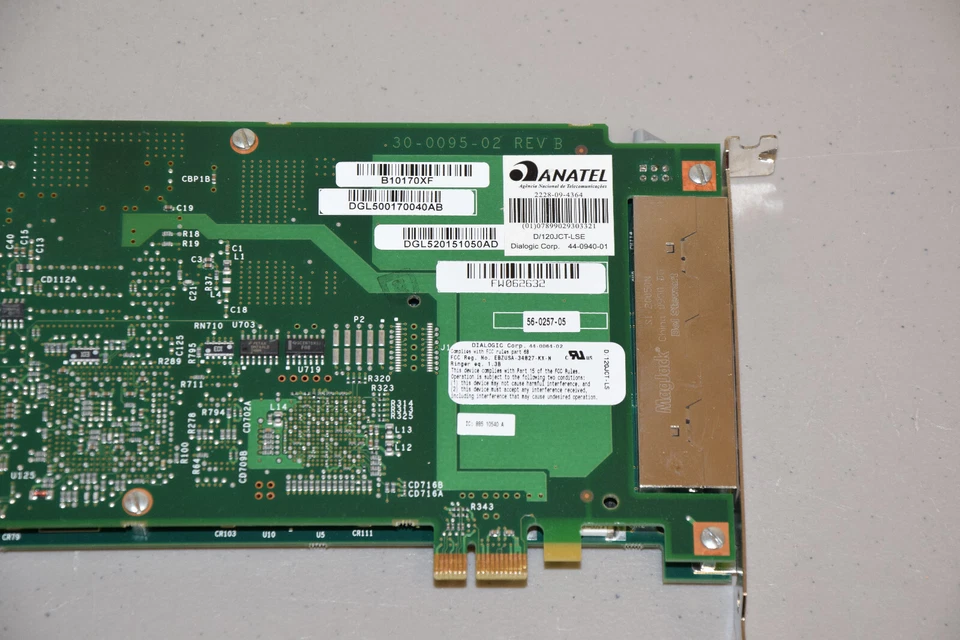 Lot 2 Dialogic Corp D/120JCT-LSE 44-0940-01 Analog Fax Board PCI Express x1 - Image 3 of 4