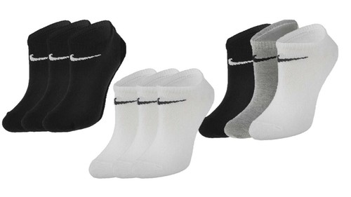 Nike Sneakers Calzini Fantasmini 6, 9, 12, 15 Paio Nero, Bianco, Grigio  Taglia | eBay