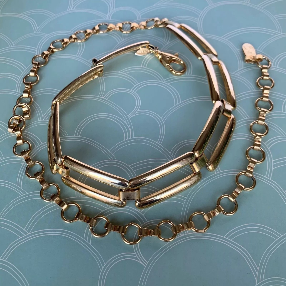 Soho Design Italy Gold Tone Metal Geometric Chain Belt  display picture 1