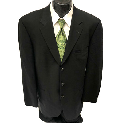 Hugo Boss Einstein Sigma Black DESIGNER Sport Coat 3 Btn Jacket Wool Blazer 44 L