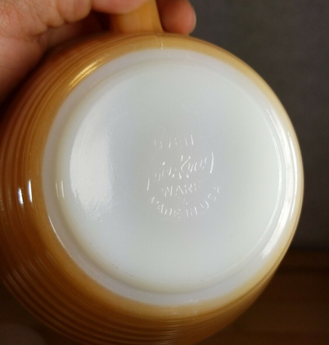 4 cuencos de sopa de chile con mango acanalado Fire King Lusterware Behive de colección - Imagen 5 de 5