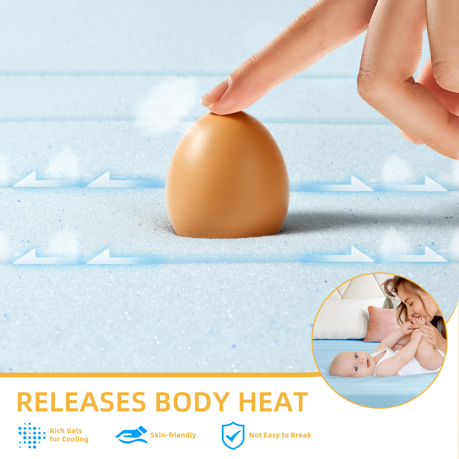 2 inch Gel Memory Foam Mattress Topper Futon Twin Full Queen King Size