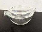 Vtg Pyrex #018 Clear Glass Mini Covered Casserole Dish 680 Lid Tab Handles 10 oz