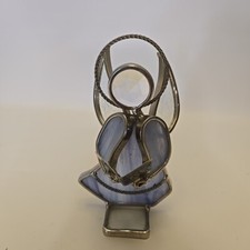 Blue Stained Glass Angel Holding Book