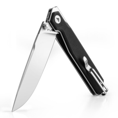 FLISSA Pocket Folding Knife G10 Handle Removable Pocket Clip 3.2'' 8Cr13MoV Blade