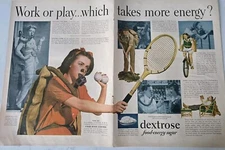 1944 WWII era Dextrose Sugar work or play girl man woman gas masks 2 Page  ad
