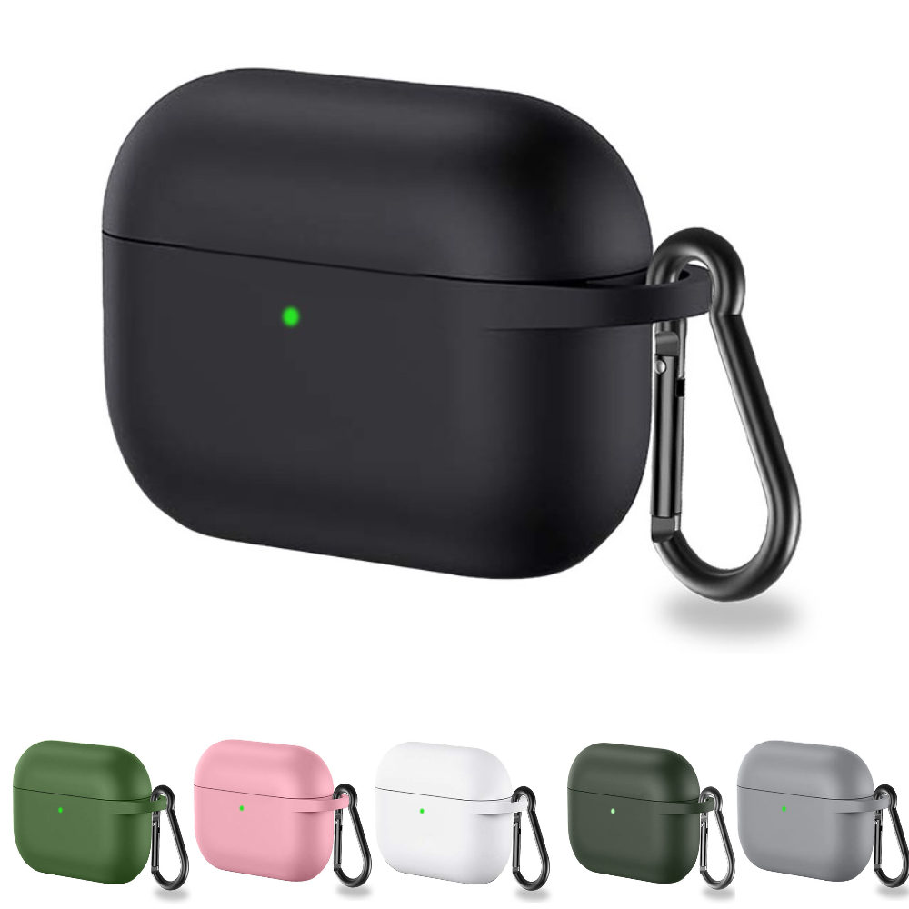 PZOZ Hülle Für AirPods Pro 2 (2022) – PC+TPU, Front-LED Sichtbar, Mit Schlüsselbund, Schwarz