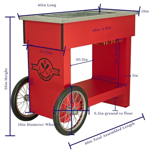 Champagne & Wine Bar Cart with Wheels Galvanized Tub Steel Glass Rack and Handle - Picture 38 of 60