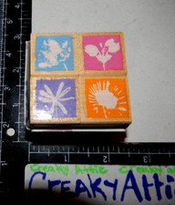 FLOWER BLOCKS IRIS SUNFLOWER DAISY 4 RUBBER STAMPS HERO ARTS LL842