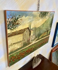 Quadro dipinto su tela scorcio Paesaggio Di Campagna Verdi Tonalità