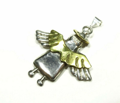 VINTAGE ENGEL HALO FLÜGEL WESTERN COWGIRL ANHÄNGER STERLINGSILBER 925 