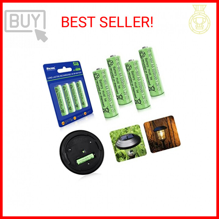 Rechargeable AA Batteries for Solar Lights 600mAh Double AA Battery 1.2V AA Rech-image