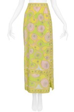 VINTAGE PUCCI YELLOW  PINK COTTON HOSTESS SKIRT WITH ABSTRACT PRINT