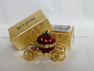 Rucinni Gold Tone Tomato Carriage 2-Piece Jewelry Box w/Gift Box 