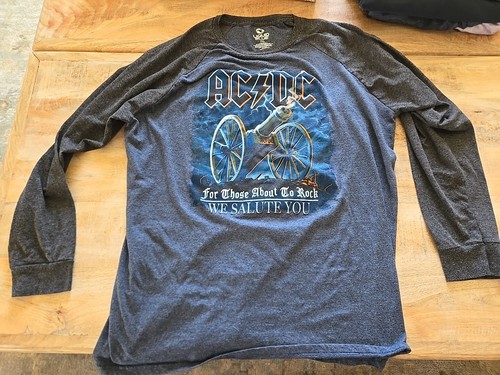 AC/DC Cannon Blue/Gray Concert L/S T-Shirt “For Those About To Rock ...