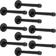 Industrial Pipe Shelf Brackets 10 Pack Wall Mount DIY Shelving Brackets 8 in Pip