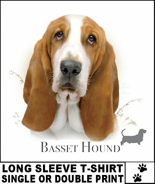 BEAUTIFUL CHAMPION CLASSIC BASSET HOUND K9 DOG BREED LONG SLEEVE T