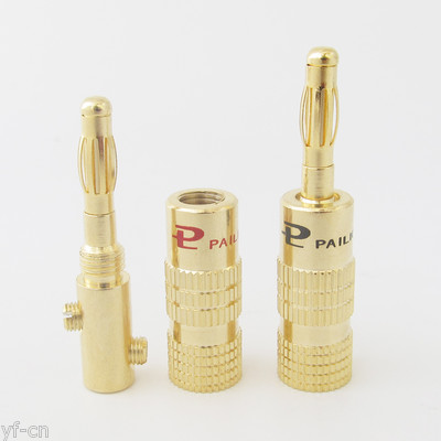 20pcs Pailiccs Full Gold Plated Brass Speaker 4mm Banana Plug Audio Connectors