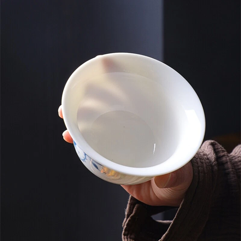 Porcelana pintada a mano Gaiwan Blanco China Tureen Sancai Tazón Taza Platillo Tapa 200 ml Foto 4 de 4