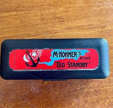 Vintage M Hohner Old Standby No 34B C Harmonica Made in Germany With Case