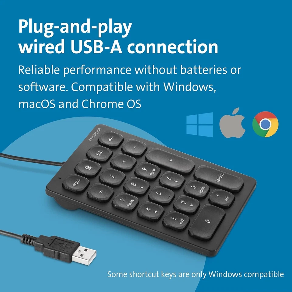 Kensington Wired Numeric Keypad, 21-Key Number Pad with 4 Shortcut Keys, Quiet S - Image 3 of 4