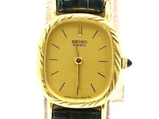 SEIKO 2320-5990 K14 BASE/SS Ladies Quartz Wristwatch Gold Tone Non-Original Band