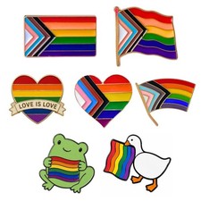 Pride Pins LGBTQ LGBT Rainbow Progress Flag Enamel Pin Button for Backpack La...