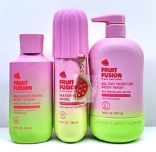 BATH BODY WORKS WATERMELON WHIRL FRUIT FUSION BODY SPRAY CREAM BODY WASH SET