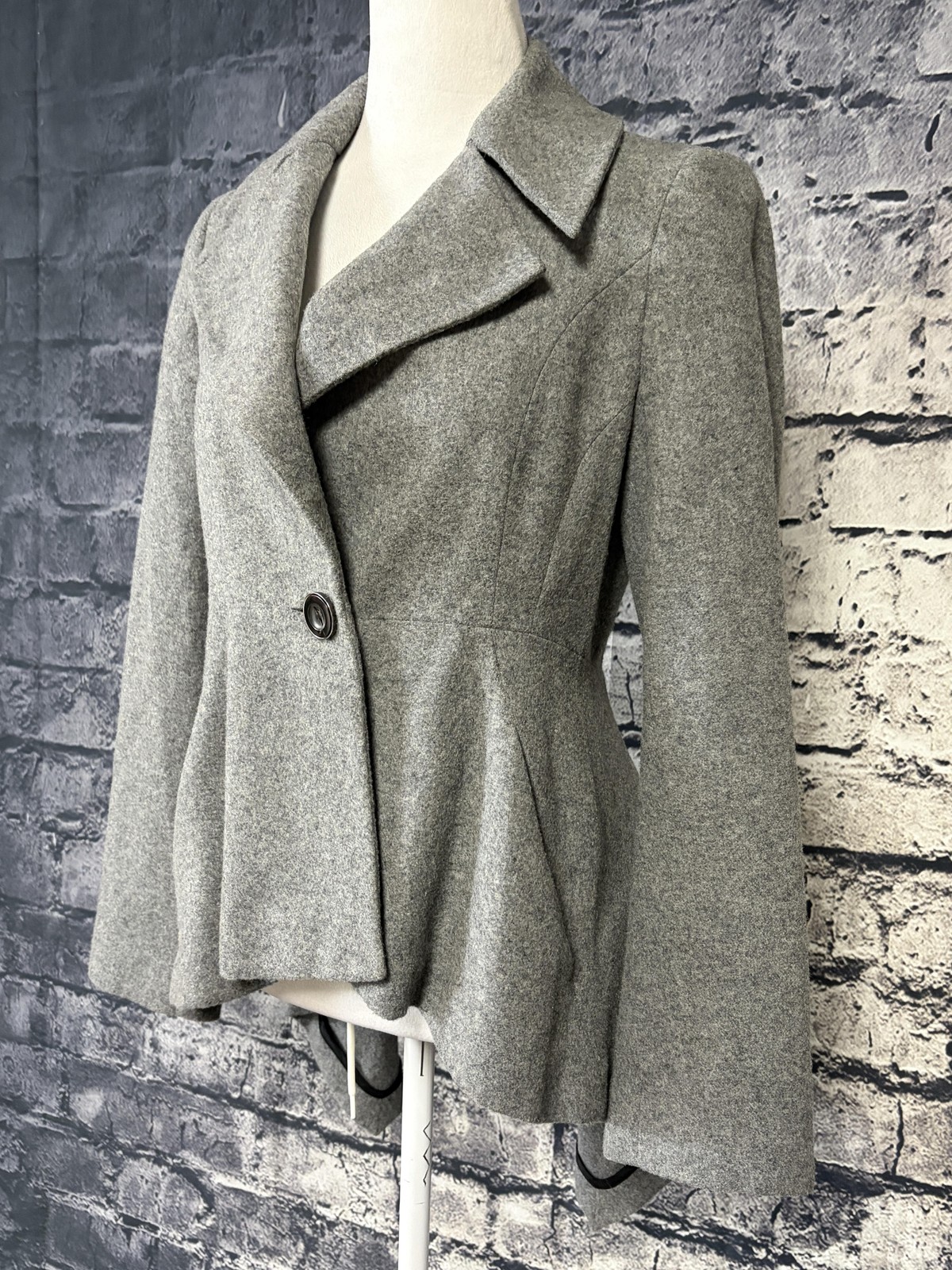 Zara Basic Jacket Womens Small Gray Wool Blend As… - image 2