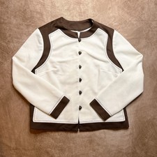 Vintage 70s Two Tone Canvas Western Jacket Blazer Cream Brown Embroidery Rodeo