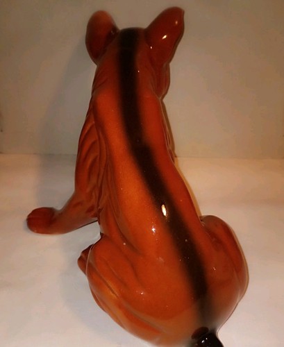 VINTAGE Ceramic Brown BOXER Puppy Figurine SEATED Dog 5.5 inches  tall - 第 3/5 張圖片