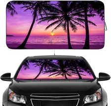 Gven Windshield Sun Shade Foldable Purple Sunset Uv Heat Protection Car Suv Smal